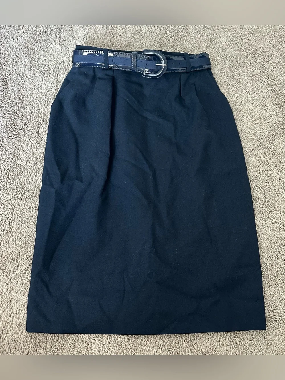 Vintage JH Collectibles pure wool Midi belted skirt 80s 90s Small career wear